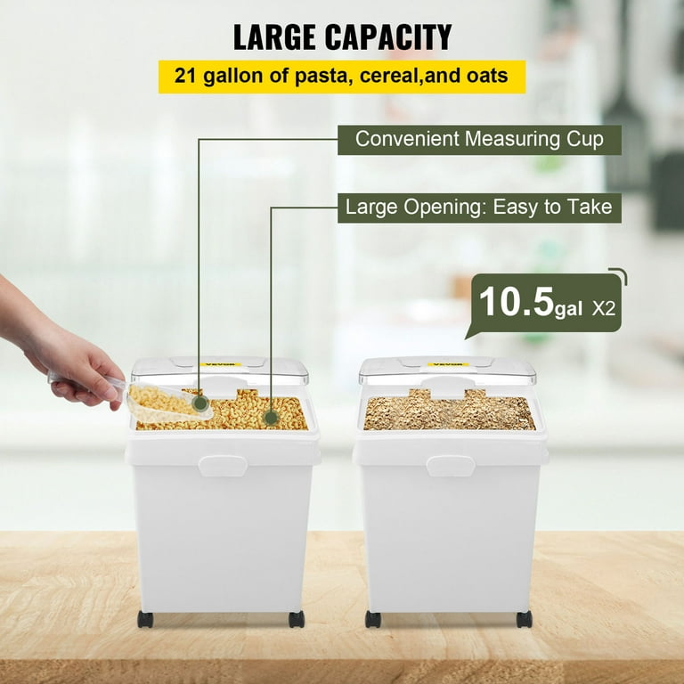 21 Gallon Dry Ingredient Rolling Storage Bin Container Restaurant Flour Bins