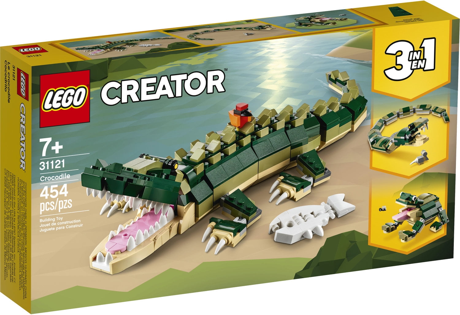 LEGO Creator 3in1 Crocodile 31121 Building Toy Featuring Wild Animal Toys  for Kids (454 Pieces) 