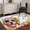 thumbnail image 3 of Spring Dog Area Rugs 4'x6', Washable Small Throw Rugs for Office Bathroom, Watercolor Botanical Floral Sunflower Indoor Outdoor Rug Non-Slip Low Pile Carpet Runner Reversible Floor Mats, 3 of 8