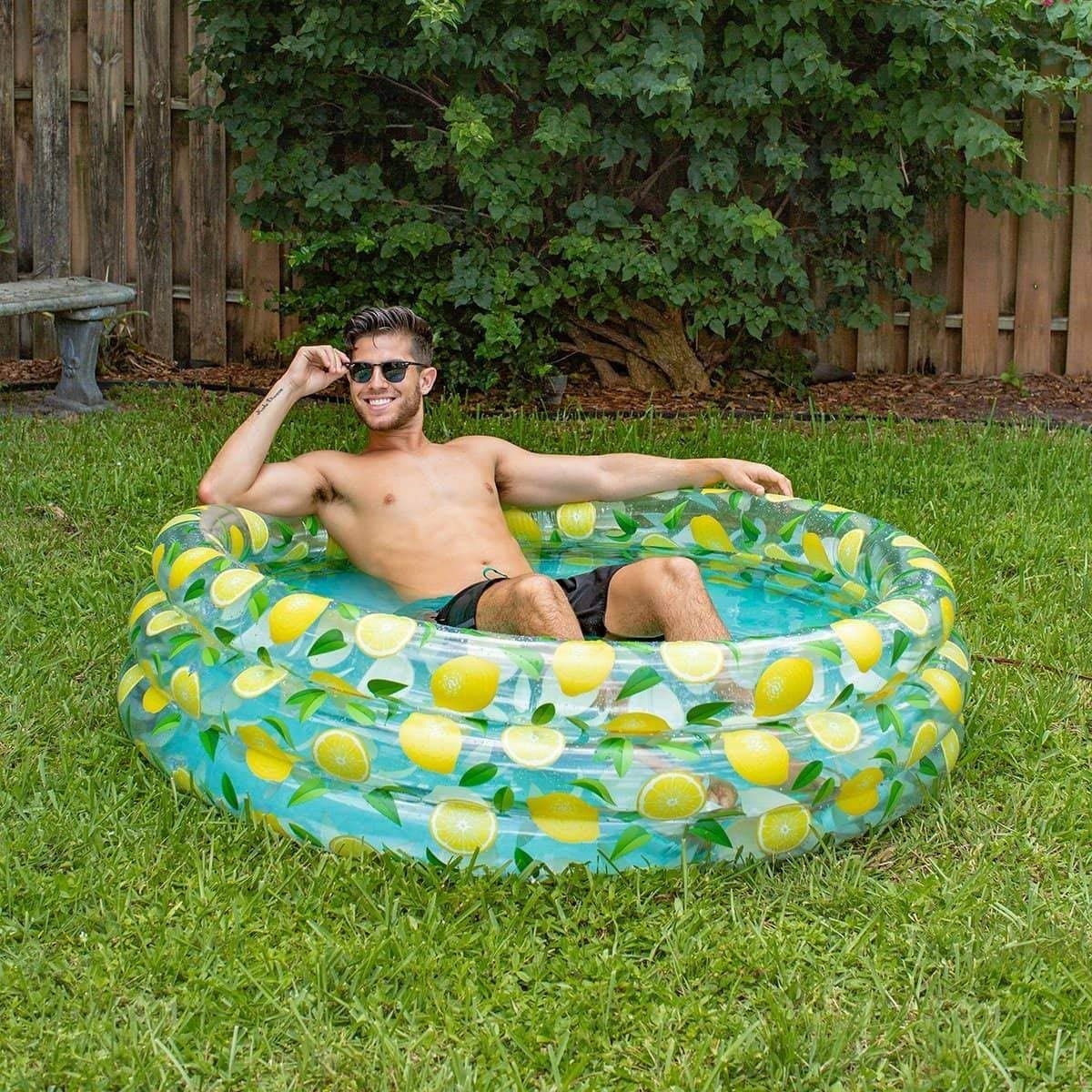 Pool Candy PC6060LEM-F 60 x 60 x 15 in. Inflatable Sunning Pool, Lemon Print