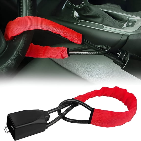 GJX 2026 New Car Steering Wheel Lock Universal Seat Belt Buckle Lock Rope Lock Car Steel Cable Anti-Theft Lock for Vehicle Security,Car Protection,Parking,Travel,Anti-Theft Safety