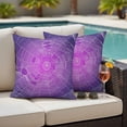 thumbnail image 4 of Halloween Outdoor Waterproof Pillow Covers, Farmhouse Retro Purple Ombre White Cobweb Decorative Square Throw Pillowcase Sofa Cushion Sham for Patio/Couch/Chair, 20"x20" 2 Pack, 4 of 8
