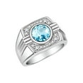 thumbnail image 4 of RYLOS Mens Rings Sterling Silver Designer Round Gemstone &  Sparkling Diamond Ring Blue Topaz December Birthstone Rings For Men, Men's Rings, Silver Rings, Sizes 8 - 13, 4 of 8