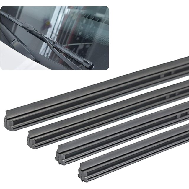 LAICAIW 4 Pieces Car Windshield Bracketless Wiper Rubber Filler Strip, 34 Inches Car Size Adjustable Wiper Substitution Rubber Strip, Suitable for Car Front Rear Windshield, Doors, Windows (Black)