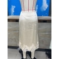 thumbnail image 5 of Pink Silk Satin Midi Skirt With Lace Trim Elastic Waist A-Line Flowy, 5 of 6