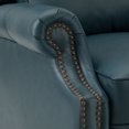thumbnail image 3 of Genuine Leather Manual Recliner, Wingback Push Back Recliner with Solid Wood Legs, Turquoise, 3 of 10