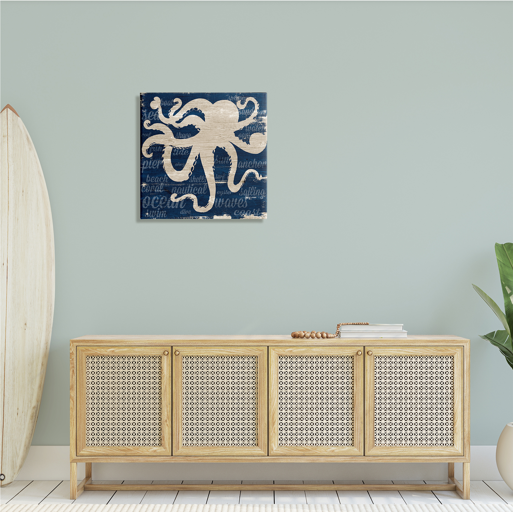 Stupell Industries Nautical Rustic Octopus Aquatic Animal Beach Fun Phrases, 24 x 24, Design by Gina Ritter