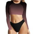 thumbnail image 1 of LSLJS Women Printed Long Sleeved Round Neck Split Swimsuit Swimwear, Womens Swimsuits, 1 of 3