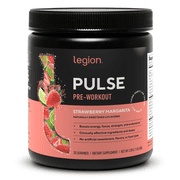 مكمل ما قبل التمرين Legion Athletics Pulse، توت أزرق، محلى بشكل طبيعي بدون إضافة سكر، 350 مجم كافيين، 20 وجبة، مسحوق طاقة وتركيز عالي الأداء