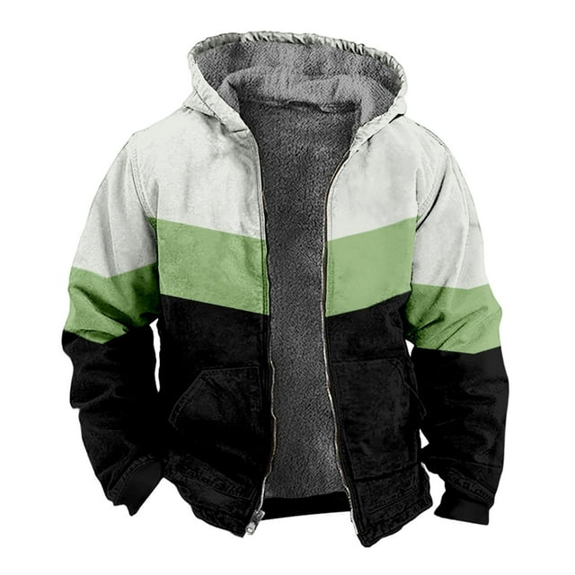 Winter Men's Hooded with Color Block 3D Print Padded Jacket for Cold Weather Warmth and Style