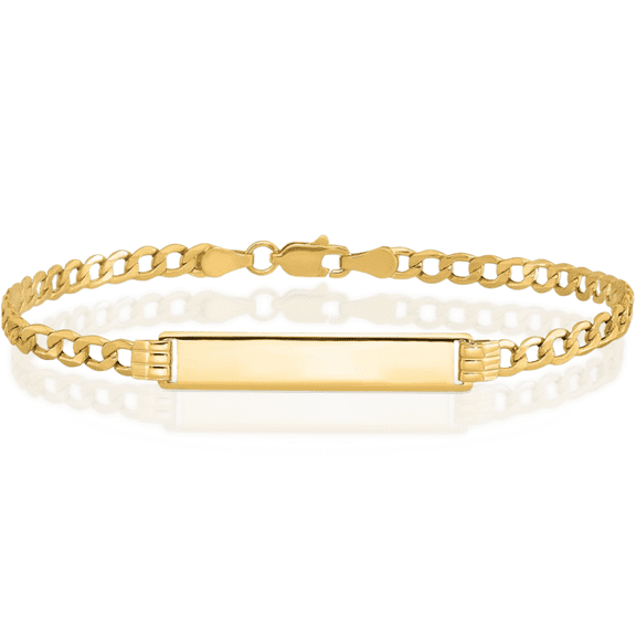 14K Solid Yellow Gold Cuban Name Bar Identification ID Bracelet