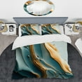 thumbnail image 2 of Designart "Blue and Gold Abstract Foliage III" Floral & Botanical Bedding Covert Set - Leaves Blue Floral Bed Set With 1 Sham, 2 of 6