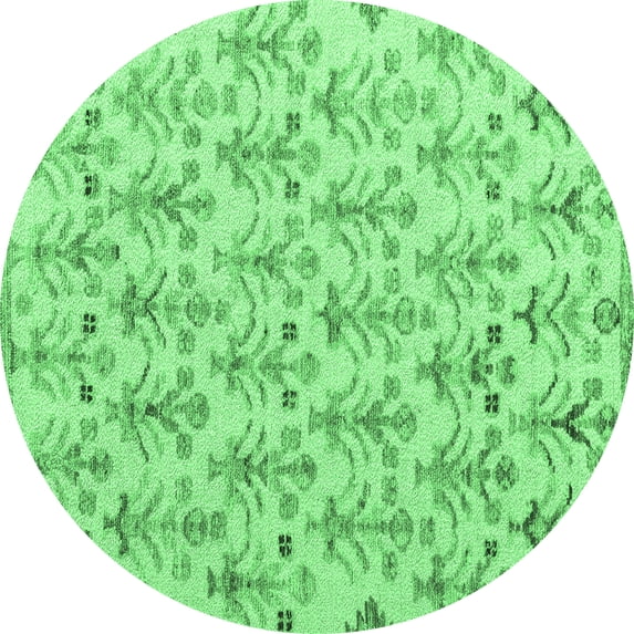 Ahgly Company Indoor Round Abstract Emerald Green Modern Area Rugs, 7' Round