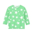 thumbnail image 4 of Ugoldhm Girls Blouses Round Neck Star Graphic Casual Tops 3/4 Sleeve Summer Fall Kids Clothes, 4 of 5