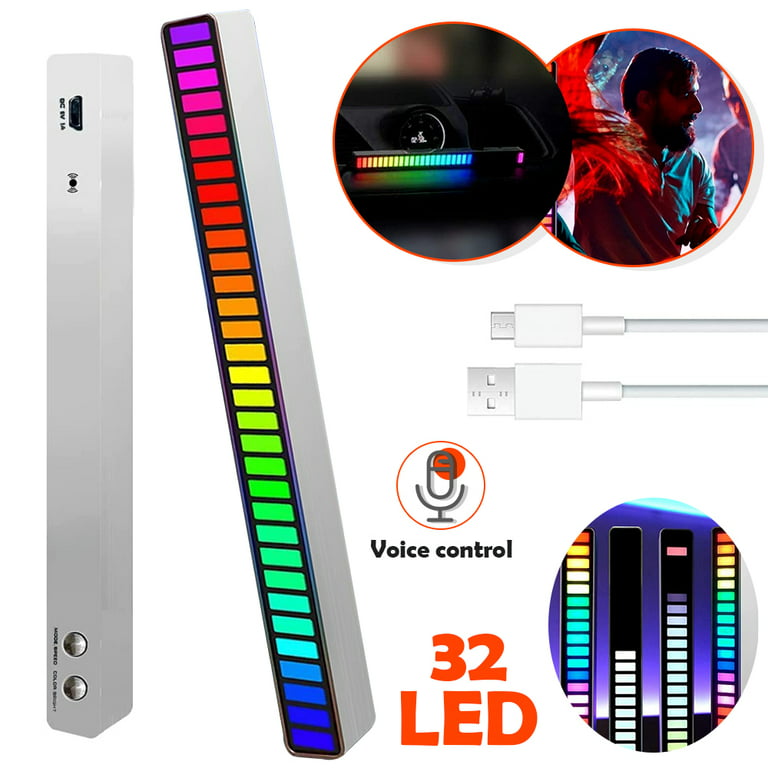 PENGXIANG New Car Sound Control Light, RGB Voice-Activated Music Rhythm Ambient  Light with 32 LED 18 Colors Car Home Decoration Lamp for Vehicles,  Recreation Place, Home 