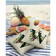 thumbnail image 3 of Pack of 2 Outdoor Pillow Covers, Spring W Letter with Green Leaves Beige Texture Waterproof Square Throw Pillowcase Cushion Decorative Pillow Covers for Couch Patio Tent, 18x18 in, 3 of 6