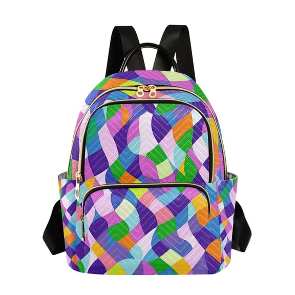 FORMRS Mini Backpack Purse for Women Travel Daypack Casual Shoulder Bag, Green Wavy Plaid