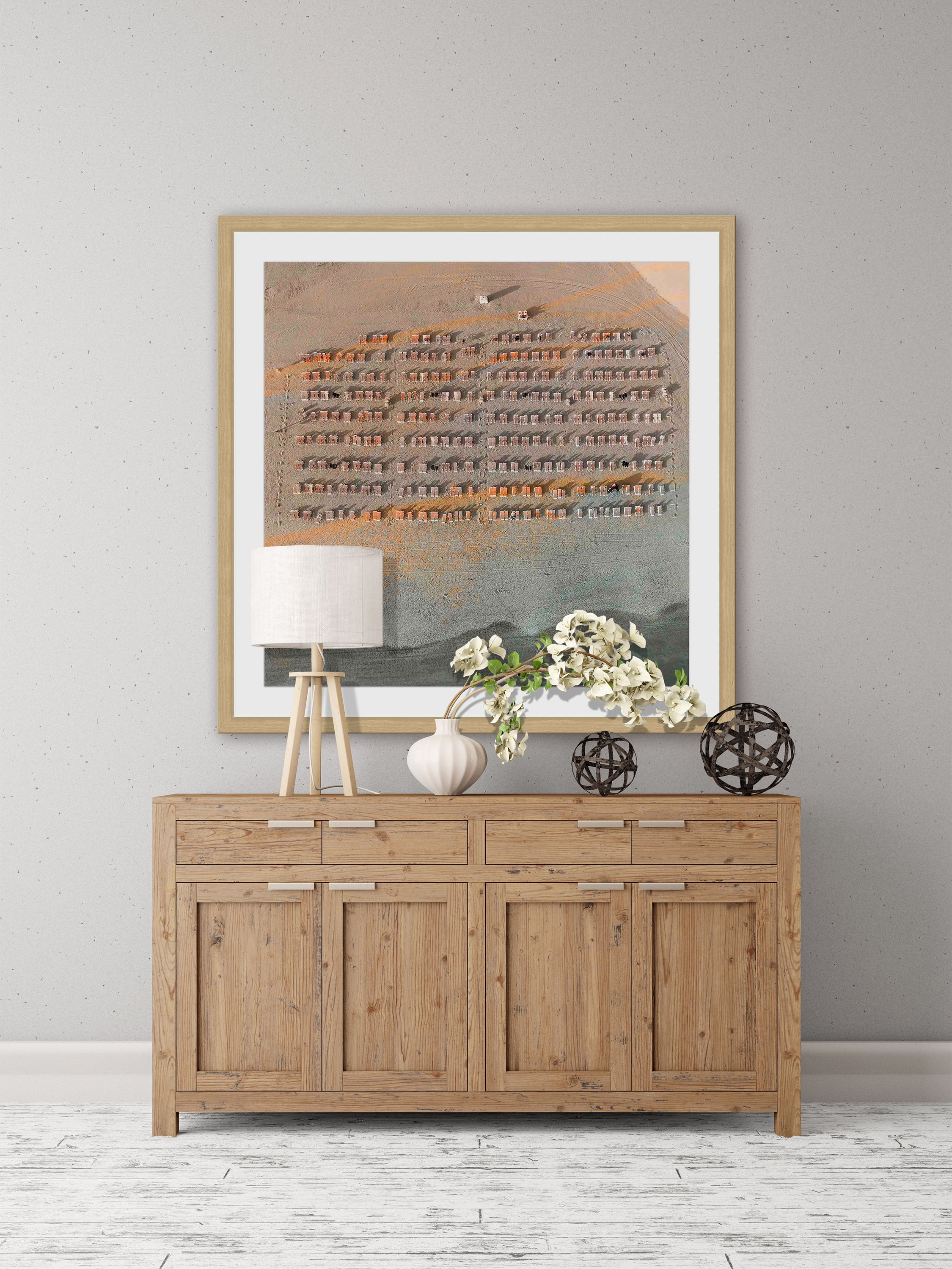 "Tidy Beach Chairs" Framed Painting Print