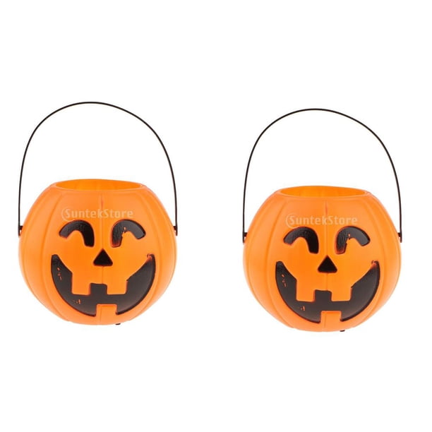 Halloween Kids Trick Or Treat Candy Bucket con Asa Candy Basket Bowl Pumpkin-2Pcs