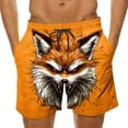 thumbnail image 2 of BRGZLK Mens Beach Shorts Summer Drawstring Waist Funny Fox Expression Print Summer Swim Trunks Novelty Beachwear Sports Vacation Shorts with Pockets, 2 of 6