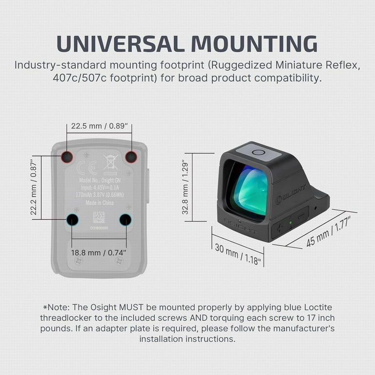 OLIGHT Osight 3 MOA Rechargeable Dot Open Reflex Sight with