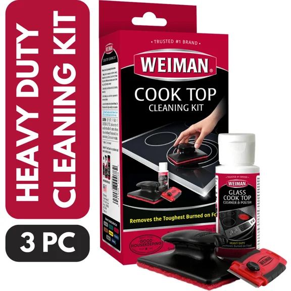 Kitchen Cook Top Complete Cleaning Kit W/ Cream Scrubbing Pad And Scraper Home