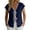 Dark Blue, variant on Summer Blouses for Women 2026 Classic Casual Short Sleeve V-Neck Circle Tops - Bow Tie for Beach Yellow S