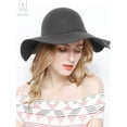 thumbnail image 3 of Gustave Women 100% Wool Wide Brim Felt Fedoras hat, Retro Autumn Winter Bowler Hats, Cloche Wide Brim Dome Cap "Gray", 3 of 9