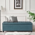 thumbnail image 2 of Homebeez Rectangle Faux Leather Storage Ottoman Bench Footrest Stool, Blue, 2 of 6