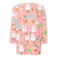 thumbnail image 5 of Feancey 3/4 Sleeve Easter Tops for Women Loose Fit Trendy Eggs Print Blouse Spring Summer Casual Bunny Graphic T Shirts 2025 Trendy Holiday Tee Top Spring Clearance Sale Pink 3XL, 5 of 6
