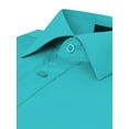 thumbnail image 4 of Men's Slim Fit Button Up Long Sleeve Solid Dress Shirt - Turquoise - XL (17-17.5) 36/37 sleeve, 4 of 5