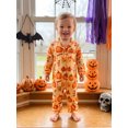 thumbnail image 5 of Cjfdfy Newborn Baby Girls Boy Halloween Satin Pajamas Romper Pumpkin Leaf Printed Long Sleeve Jumpsuit Infant Cute Halloween Holiday Fall Winter Sleepwear, 5 of 9