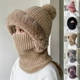 thumbnail image 2 of enjoywould Bonnet Tricoté Multifonction avec Pompon, Protection des Oreilles, Automne Hiver, Bonnet Chauffant pour le Cou, Ski, 2 of 6