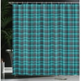 thumbnail image 3 of Ambesonne Buffalo Plaid Shower Curtain, Teal Gingham Check, 69"Wx70"L, Teal and Dark Blue Grey, 3 of 4