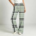 thumbnail image 4 of Hvogkswy Women Plaid Pajama Pants Loose Straight Wide Leg Lounge Pants Drawstring Elastic Waist Home Pajama Bottoms with Pockets, 4 of 7