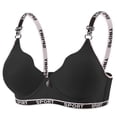 thumbnail image 2 of EaskTriop Wireless Bras for Women - Seamless Ribbed Push Up Bralette No Underwire Supportive Everyday Comfort T-Shirt Bra Letter Print, 2 of 6