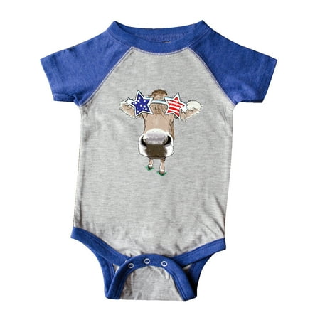 

Inktastic 4th of July Patriotic Cow in Shades Gift Baby Boy or Baby Girl Bodysuit