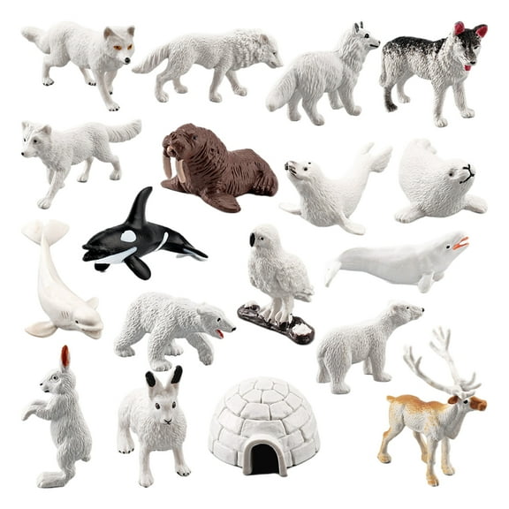yotijay 18 Pieces Simulation Mini Arctic Animals Toys Miniature Creatures Playset Arctic