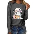thumbnail image 5 of YUGYXL Halloween Clothes for Women Funny Printed Shirts Spooky Season Tops Long Sleeeve Pullovers Cute Ghost Tee Gray L, 5 of 7