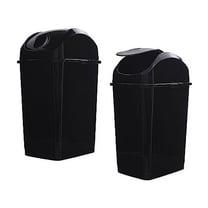 Superio Kitchen Trash Can with Swing Top Lid 9 Gallon Slim Waste Bin 37 Qt Sturdy Plastic Garbage Can Medium Recycling Bin for Office, Bathroom, Under Counter, Dorm, Bedroom (Black-2 Pack)