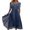 Blue, variant on Dresses for Women Elbow Sleeve Crewneck Lace Contrast Chiffon Zip Back High Low Flowy Maxi Dress Wedding Guest Dress