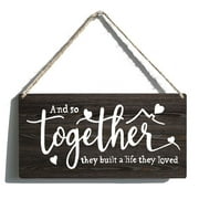 Rustic Wooden Door Hanging Wall Art Sign Master Bedroom Sign And So Together They Built A Life They Loved Master Bedroom Decor Wooden Hanging Sign Plaque Rustic Wall Art Decoration 12 X 6 Inch