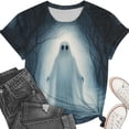 thumbnail image 4 of JOANKDMI Cute Ghost Graphic T-Shirts for Women Halloween Misty Forest Print Tops Short Sleeve Crewneck Casual Fall Tees Holiday Party Clothing Women Apparel, 4 of 6