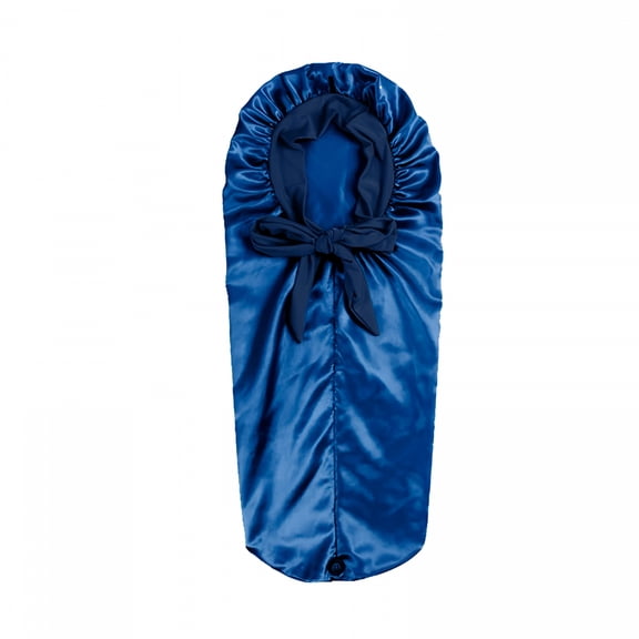TELOLY Extra Long Satin Bonnet for Women,Adjustable Braid Bonnet with Tie Band,Double Layer Elastic Silk Bonnet for Braids Hair Sleeping Cap (Navy Blue)