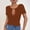 Brown, variant on Olyvenn Stylish Women Short Sleeve Deep V Neck Tops Casual Sexy Cut Out Twist Knot Blouse Comfy Solid Shirts Fitted Cotton Tshirt Tee Black XXL