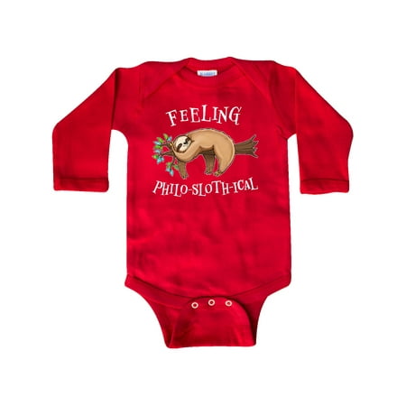 

Inktastic Feeling Philo-Sloth-ical- cute and funny sloth on a tree branch Gift Baby Boy or Baby Girl Long Sleeve Bodysuit