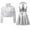 Silver, variant on TiaoBug Girls Jazz Hip Hop Dance Outfits 3Pcs Tracksuit Shiny Metallic Crop Tops with Bomber Jacket and Skirt Set Black 12