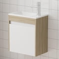 thumbnail image 1 of Juego de tocador de baño Wonline de 16 pulgadas con lavabo y grifo, color blanco, 1 of 7