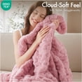 thumbnail image 4 of JERFIT Pink Faux Fur Throw Blanket, Ultra Soft Plush Ruched Decorative Bedroom Accent Blanket for Couch, Sofa, Bed, 4 of 10