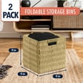 thumbnail image 2 of Ornavo Home Wicker Storage Cubes Bin, 9 Inch Storage Shelf Basket Collapsible Natural Hand Woven Paper Storage Cube Bin with Handles - Set of 2, Natural Brown, 2 of 7
